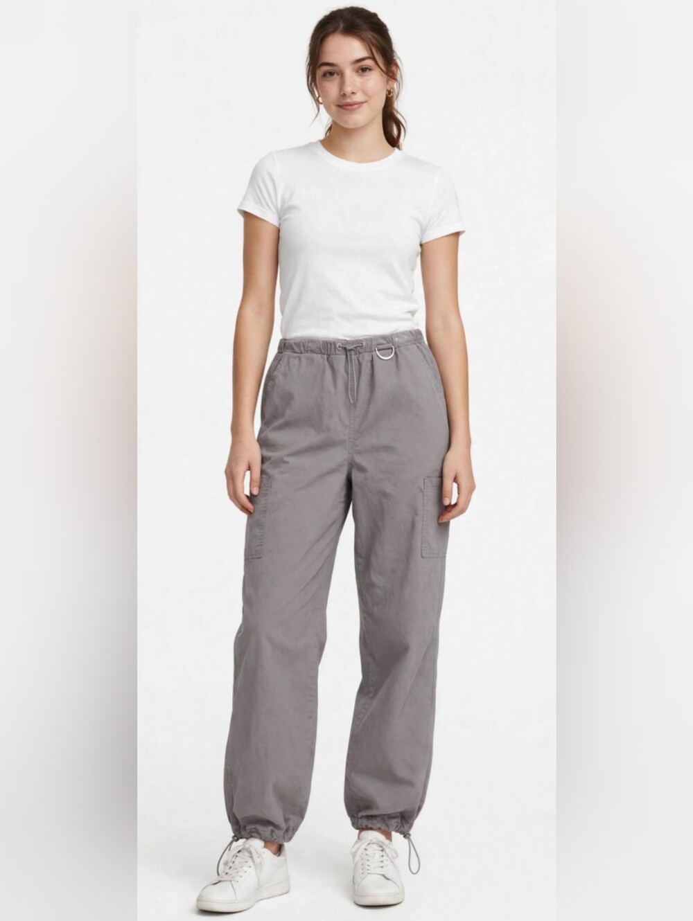 Rachel Paige Womens High Rise Pull on Cargo Pant Drawstring Elastic Waist Jogger